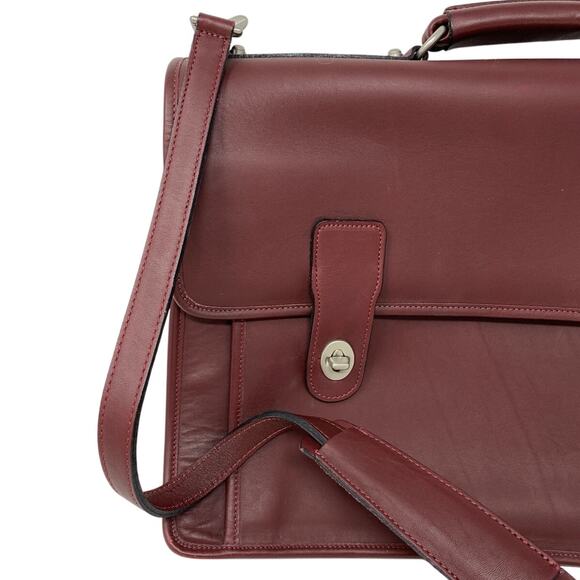 Sacoche International Leather Messenger Bag Oxblood Leather Multi Pocket 16" - Picture 2 of 6